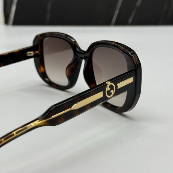NEW GUCCI GG1557SK 002 WOMEN SUNGLASSES SQUARE GUCCI HAVANA BROWN EYEWEAR - Picture 8 of 12